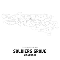 Soldiers Grove Wisconsin. US street map with black and white lines.
