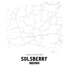 Solsberry Indiana. US street map with black and white lines.