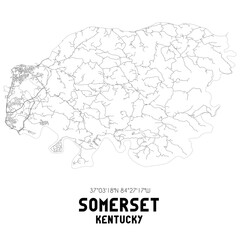 Somerset Kentucky. US street map with black and white lines.