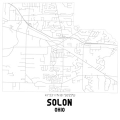 Solon Ohio. US street map with black and white lines.