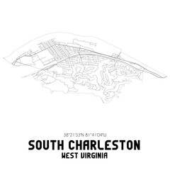 South Charleston West Virginia. US street map with black and white lines.