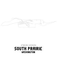 South Prairie Washington. US street map with black and white lines.