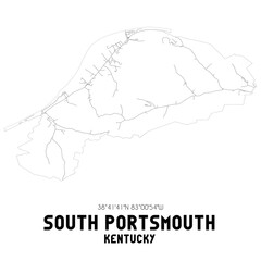 South Portsmouth Kentucky. US street map with black and white lines.