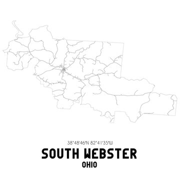 South Webster Ohio. US street map with black and white lines.