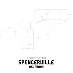 Spencerville Oklahoma. US street map with black and white lines.