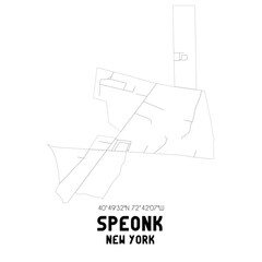 Speonk New York. US street map with black and white lines.