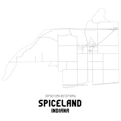 Spiceland Indiana. US street map with black and white lines.