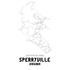 Sperryville Virginia. US street map with black and white lines.