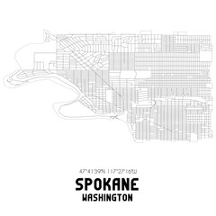 Fototapeta na wymiar Spokane Washington. US street map with black and white lines.