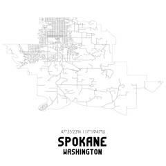 Spokane Washington. US street map with black and white lines.