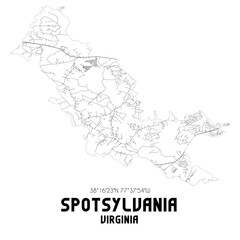 Spotsylvania Virginia. US street map with black and white lines.