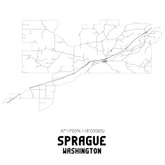 Sprague Washington. US street map with black and white lines.