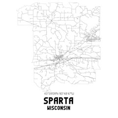 Sparta Wisconsin. US street map with black and white lines.