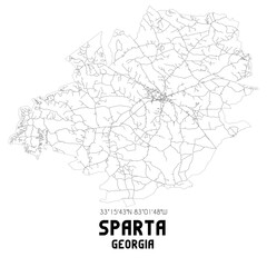 Sparta Georgia. US street map with black and white lines.
