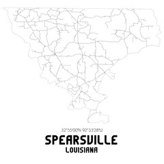 Spearsville Louisiana. US street map with black and white lines.