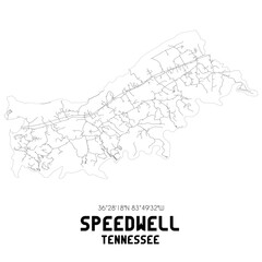 Speedwell Tennessee. US street map with black and white lines.