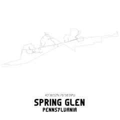 Spring Glen Pennsylvania. US street map with black and white lines.