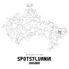 Spotsylvania Virginia. US street map with black and white lines.