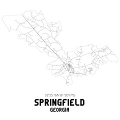 Springfield Georgia. US street map with black and white lines.