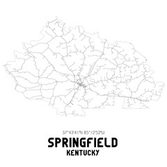 Springfield Kentucky. US street map with black and white lines.