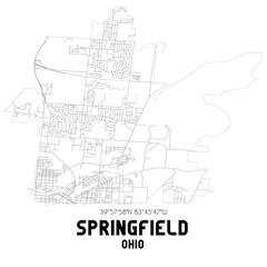 Fototapeta na wymiar Springfield Ohio. US street map with black and white lines.