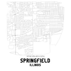 Springfield Illinois. US street map with black and white lines.