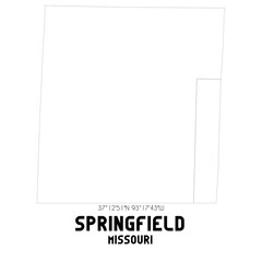 Springfield Missouri. US street map with black and white lines.