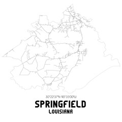 Fototapeta na wymiar Springfield Louisiana. US street map with black and white lines.