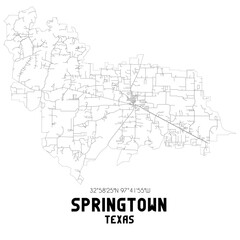Fototapeta na wymiar Springtown Texas. US street map with black and white lines.