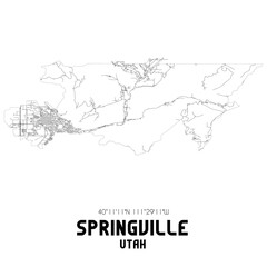 Fototapeta premium Springville Utah. US street map with black and white lines.