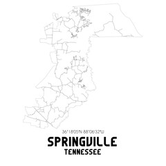 Fototapeta premium Springville Tennessee. US street map with black and white lines.