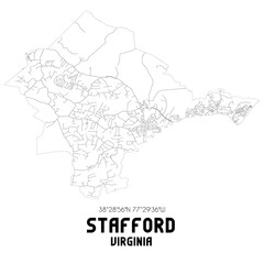 Fototapeta na wymiar Stafford Virginia. US street map with black and white lines.