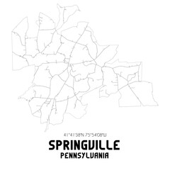 Springville Pennsylvania. US street map with black and white lines.