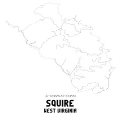 Squire West Virginia. US street map with black and white lines.