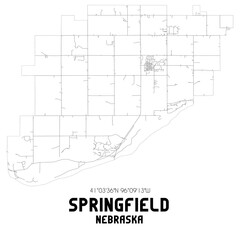 Springfield Nebraska. US street map with black and white lines. - obrazy, fototapety, plakaty