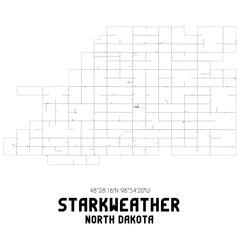 Starkweather North Dakota. US street map with black and white lines.