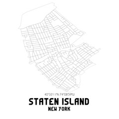 Staten Island New York. US street map with black and white lines.