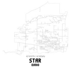 Star Idaho. US street map with black and white lines.