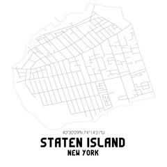 Staten Island New York. US street map with black and white lines.