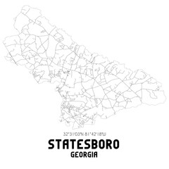 Statesboro Georgia. US street map with black and white lines. - obrazy, fototapety, plakaty