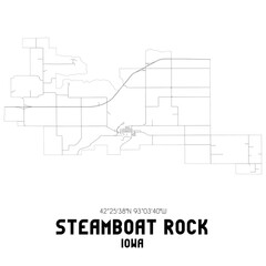 Steamboat Rock Iowa. US street map with black and white lines.