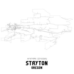 Fototapeta na wymiar Stayton Oregon. US street map with black and white lines.
