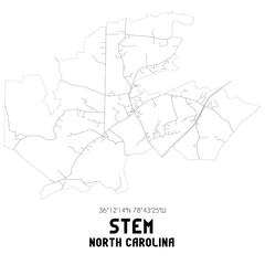 Obraz premium Stem North Carolina. US street map with black and white lines.