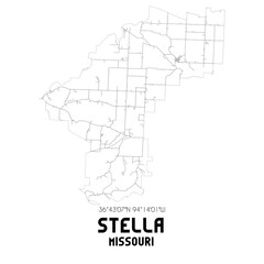 Stella Missouri. US street map with black and white lines.