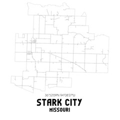 Stark City Missouri. US street map with black and white lines.