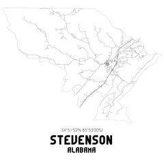 Stevenson Alabama. US street map with black and white lines.