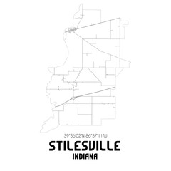 Stilesville Indiana. US street map with black and white lines.
