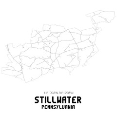 Stillwater Pennsylvania. US street map with black and white lines.