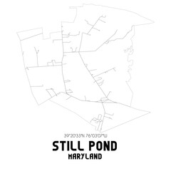 Still Pond Maryland. US street map with black and white lines.