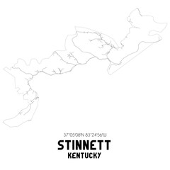 Stinnett Kentucky. US street map with black and white lines.
